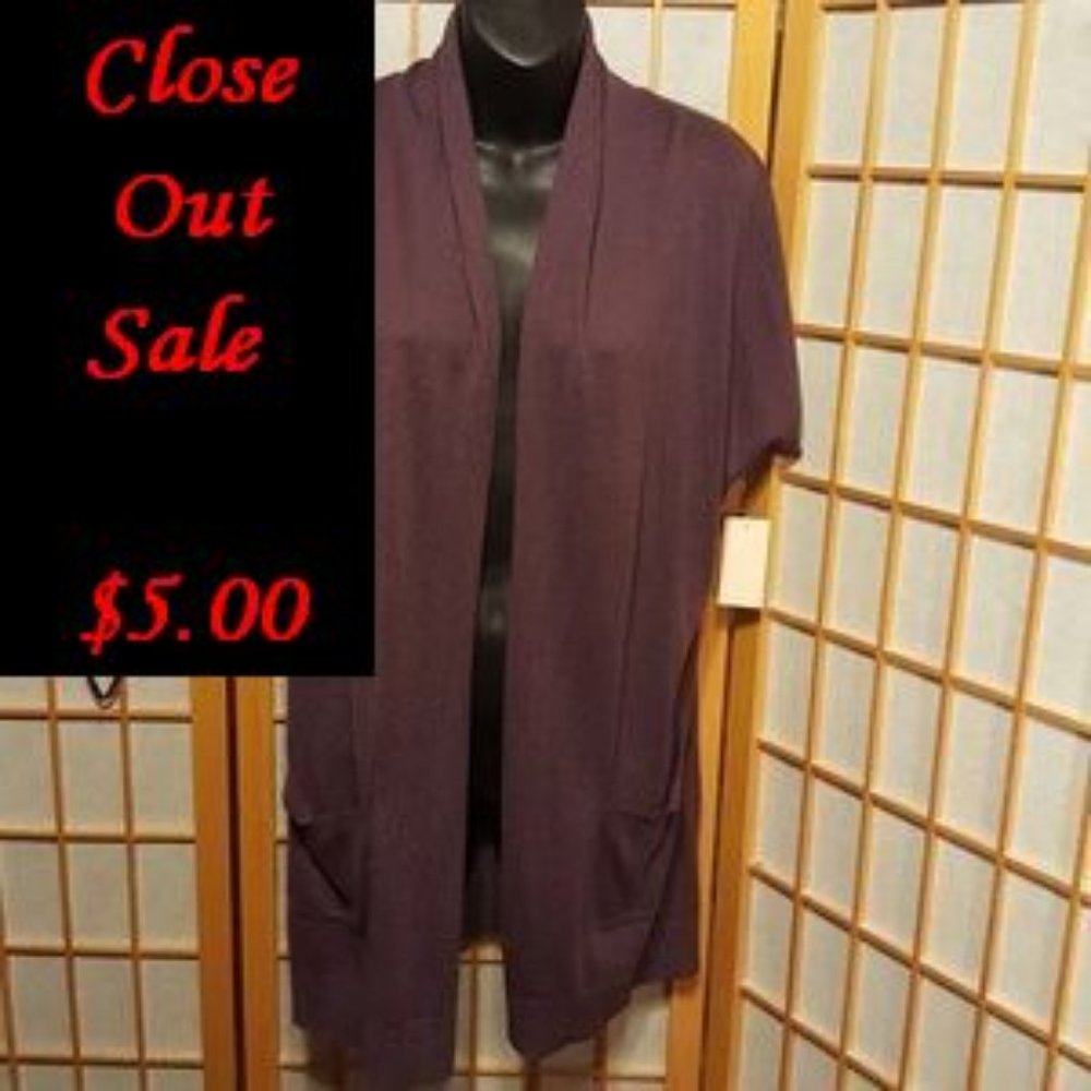NWT Coldwater Creek Plum Short Sleeve Cardigan